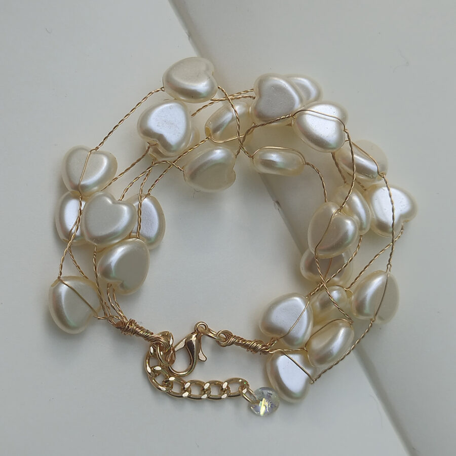 Heart Charm Pearl Bracelet