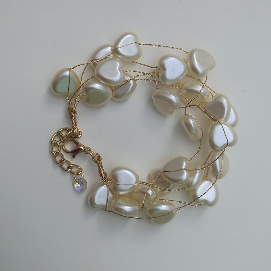 Heart Charm Pearl Bracelet